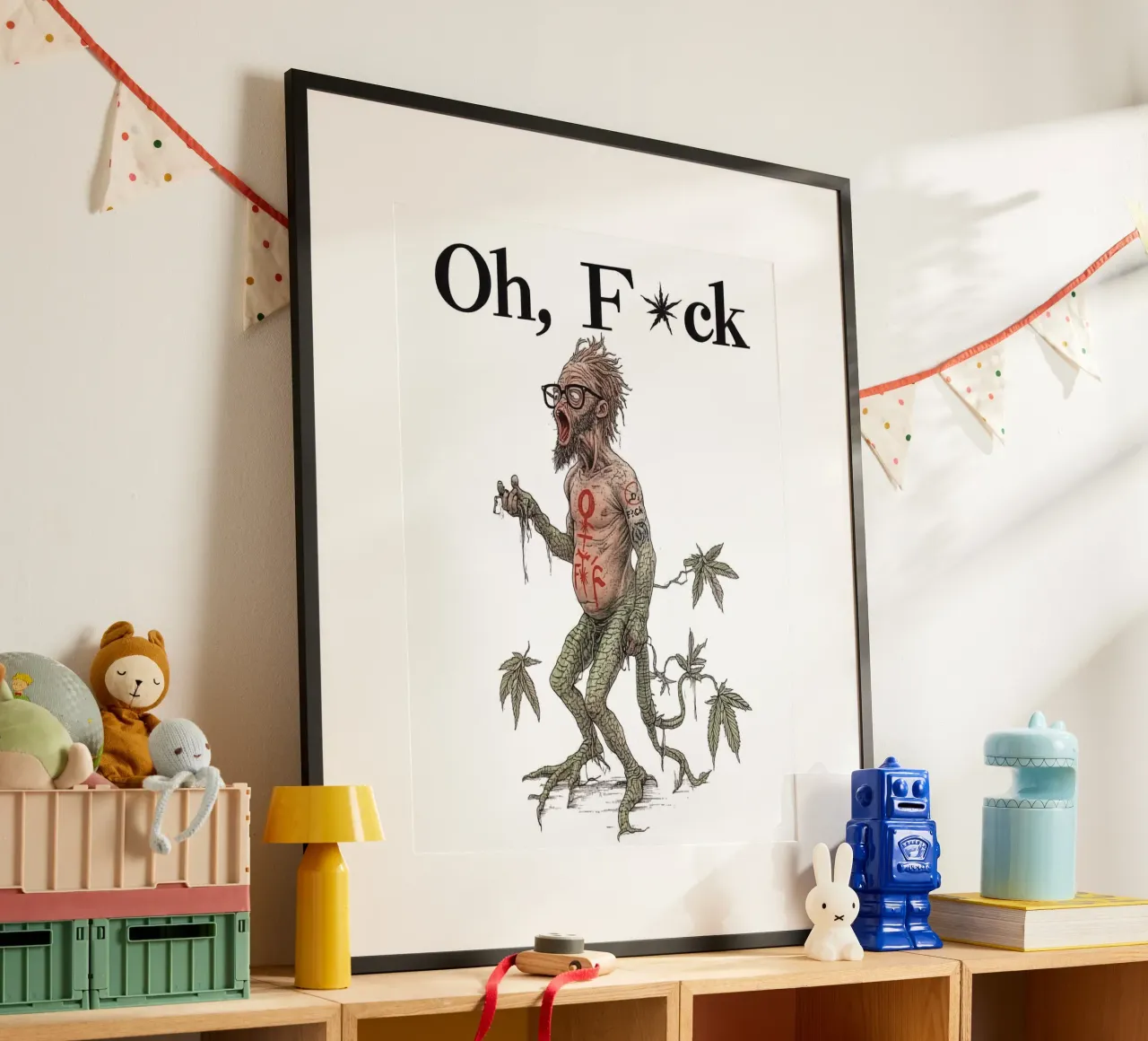 Oh F*ck Canabis | Un occhio di riguardo per gli individualisti poster con telaio in plastica da Autofocus