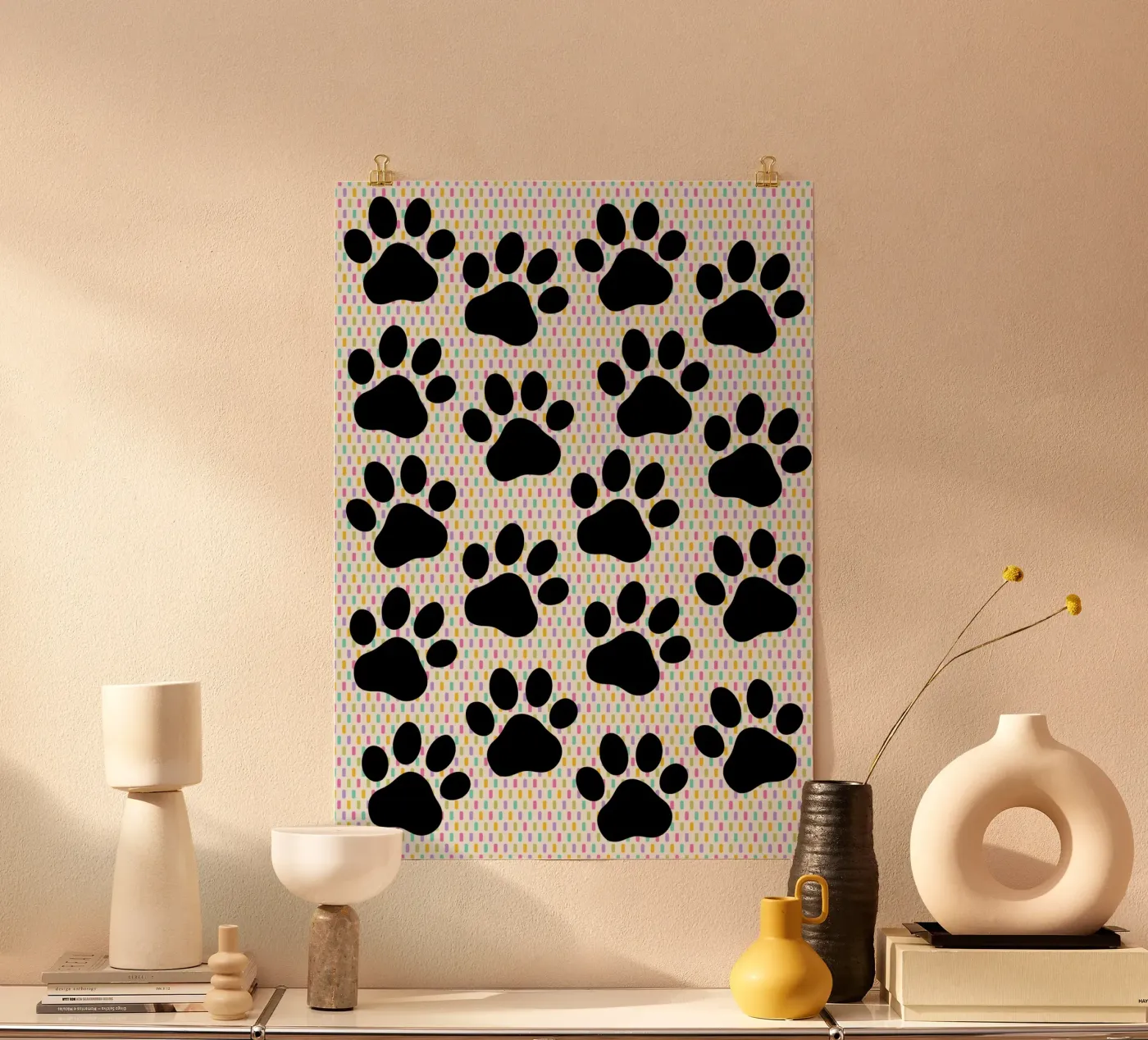 Cute paws pattern Poster von Happypatterns