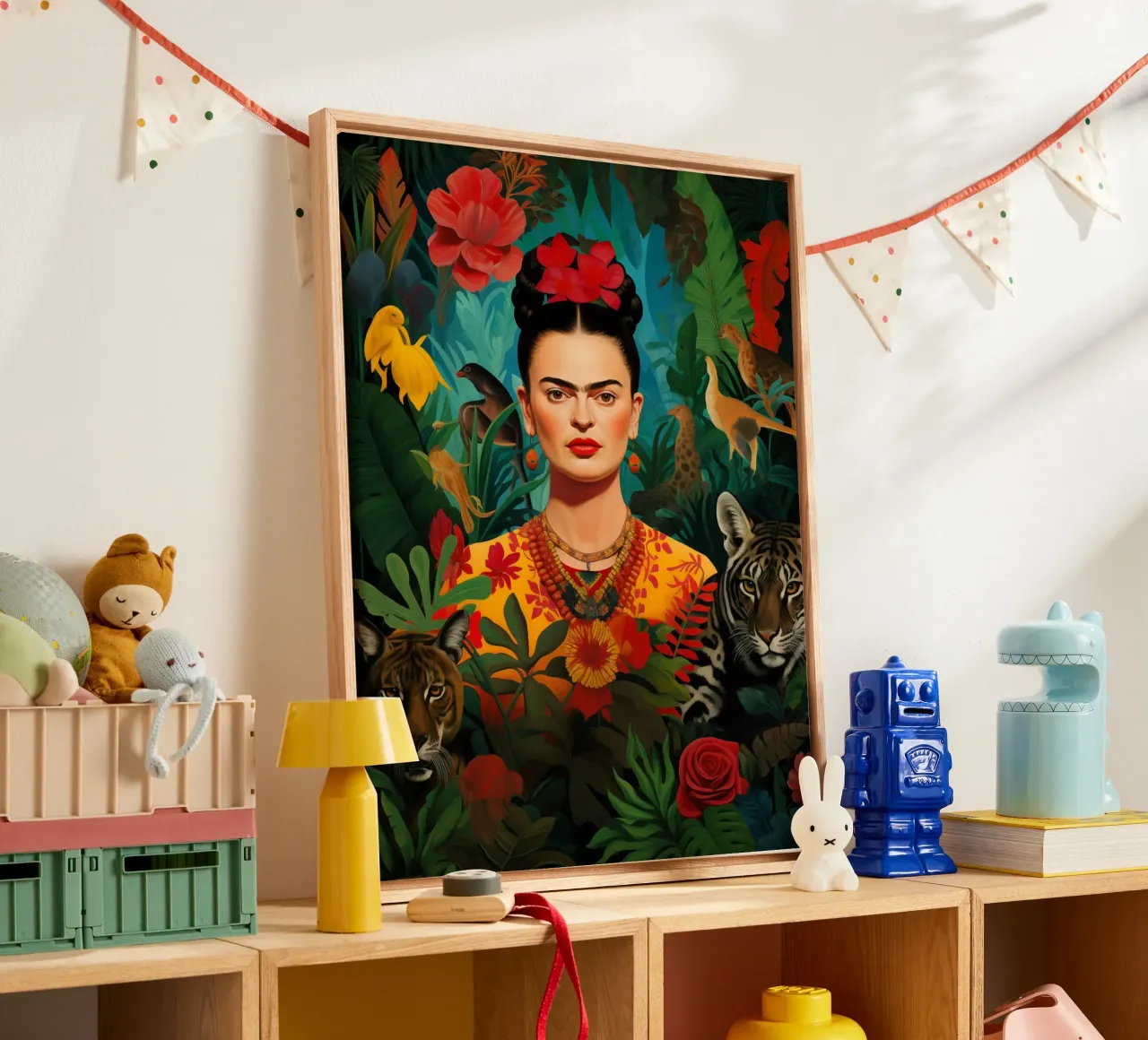 Frida Kahlo in the Rousseau Jungle canvas with Floater frame by Autofocus