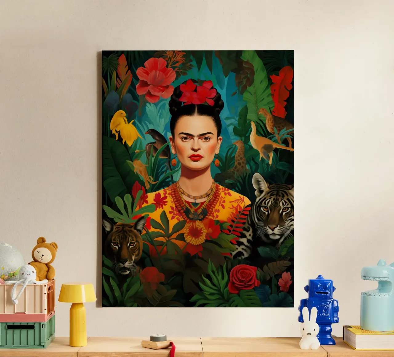 Frida Kahlo in the Rousseau Jungle canvas with Floater frame by Autofocus