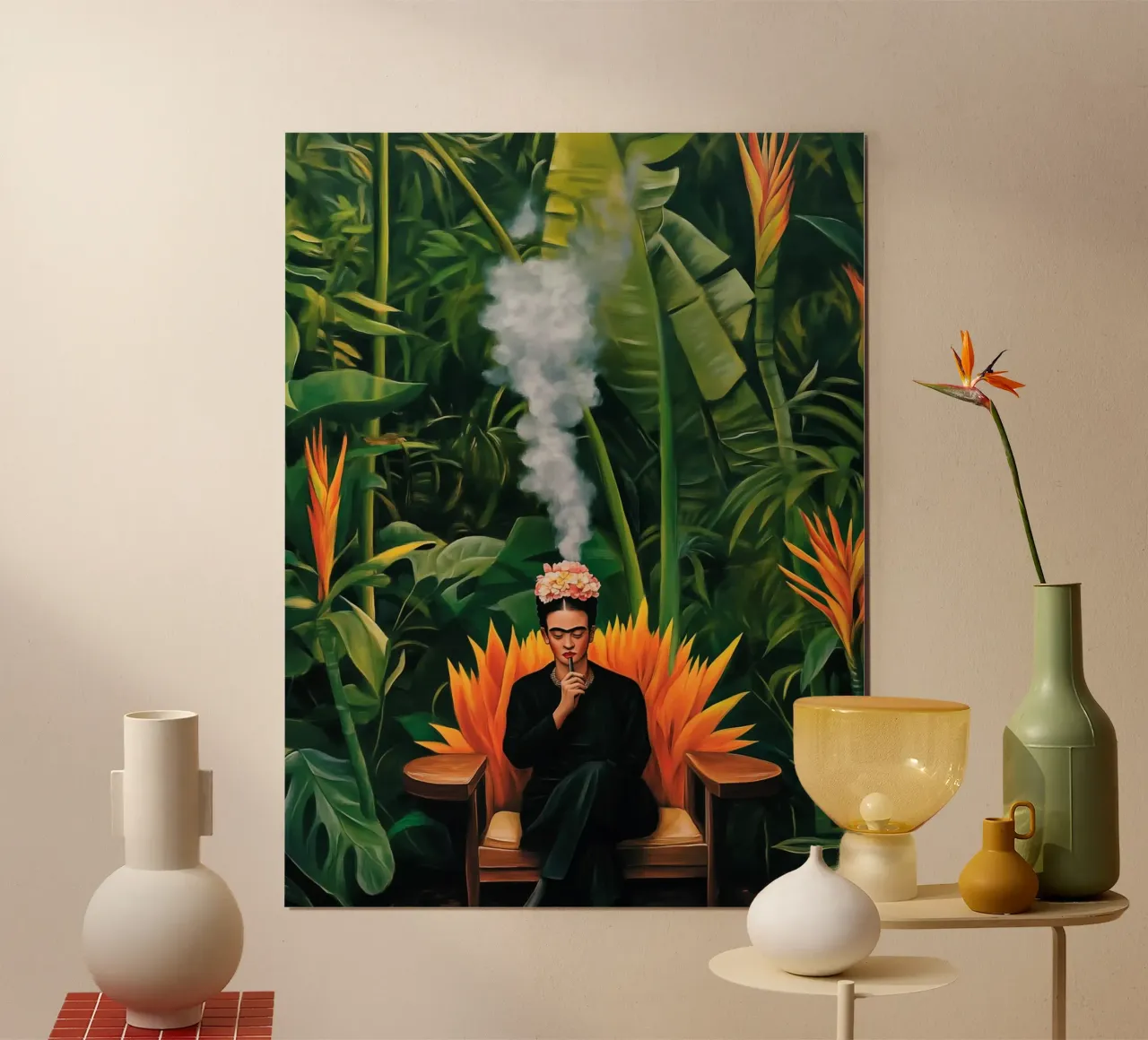 Reflection in the jungle with Frida Kahlo poster with aluminum frame by Autofocus
