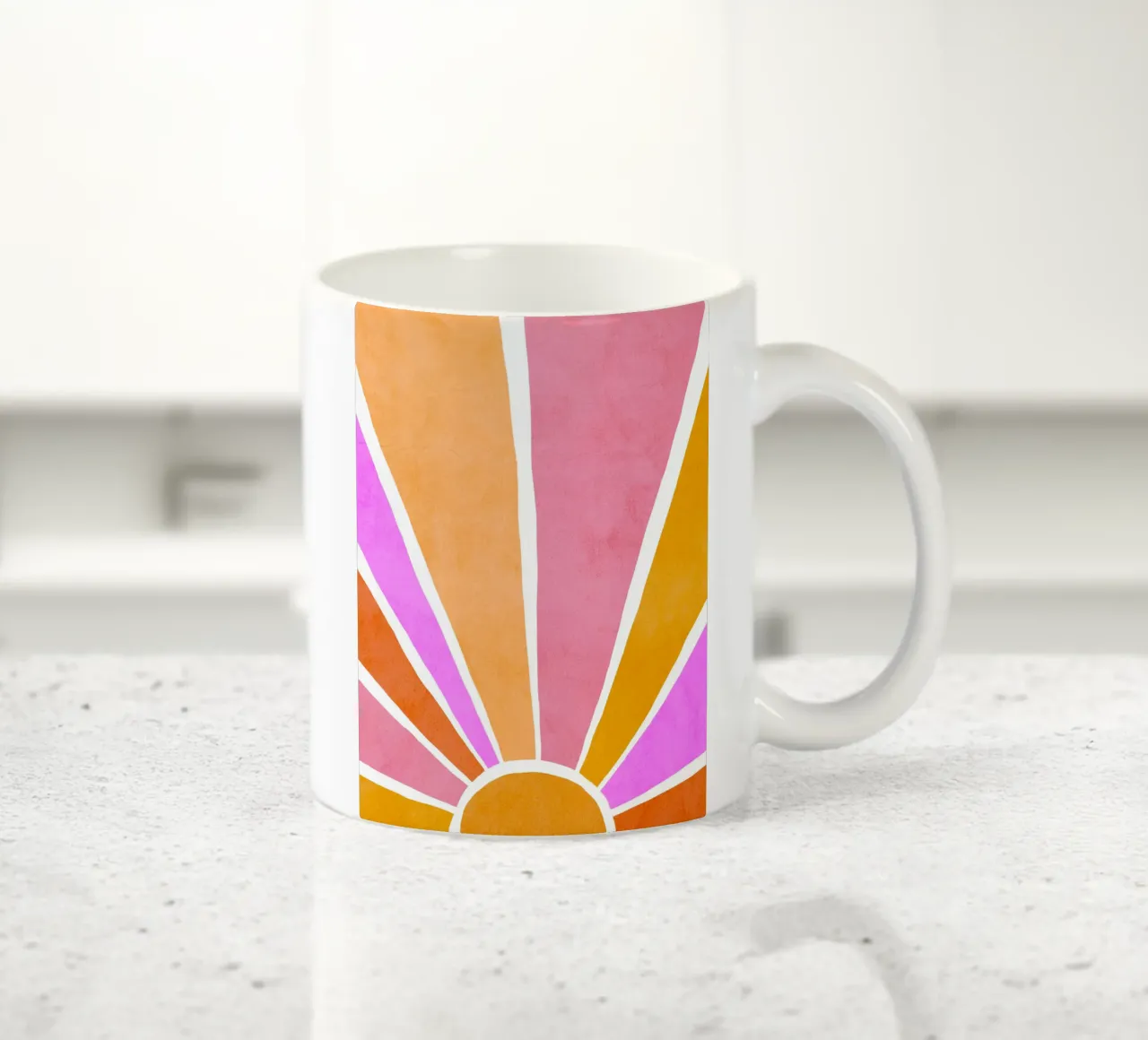 Rise and Shine - Alba retrò arancione e rosa tazza in ceramica da Dominique Vari