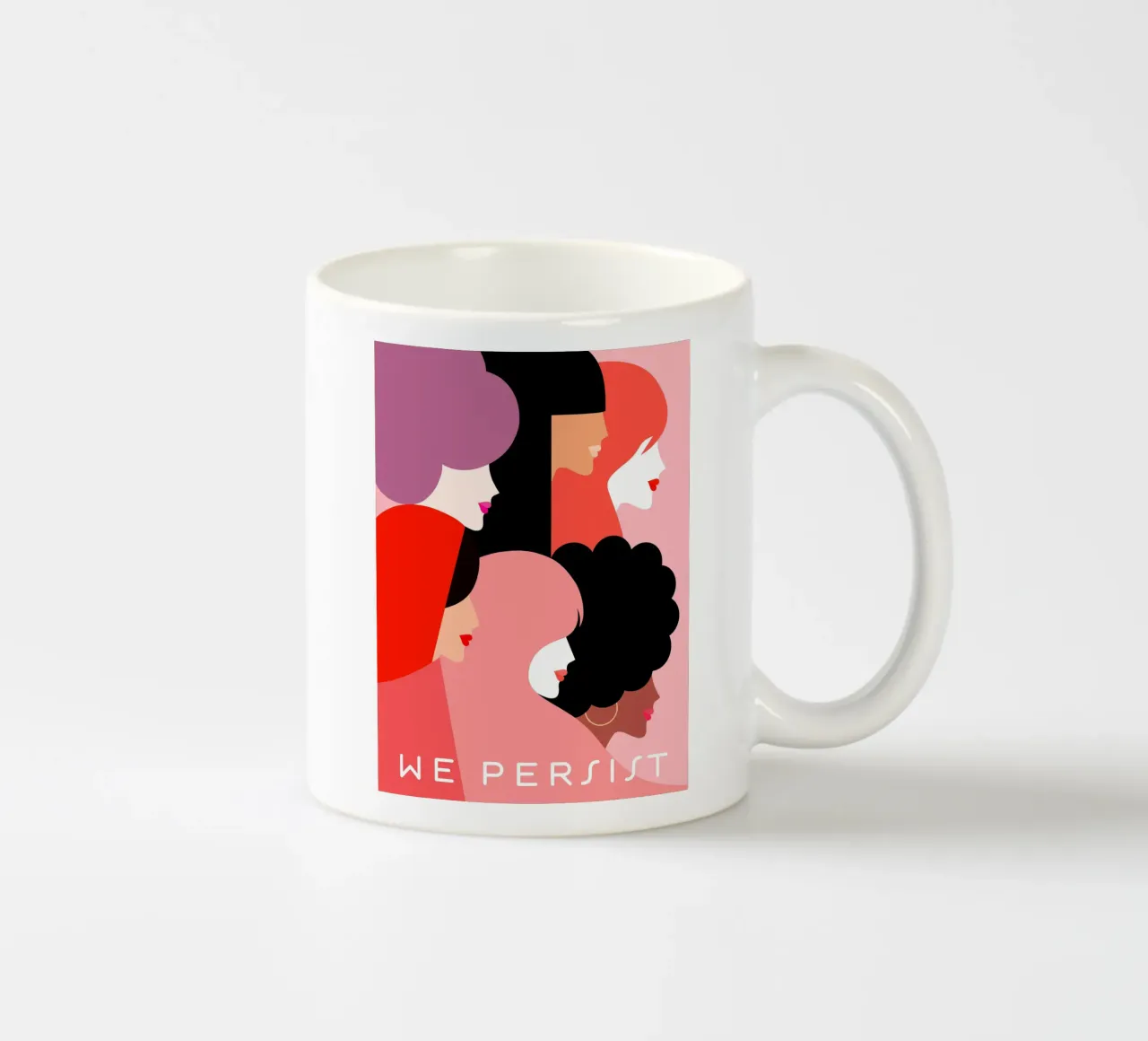 Ritratto di diversità Girl Power - Persistiamo nel rosa e nel corallo tazza in ceramica da Dominique Vari