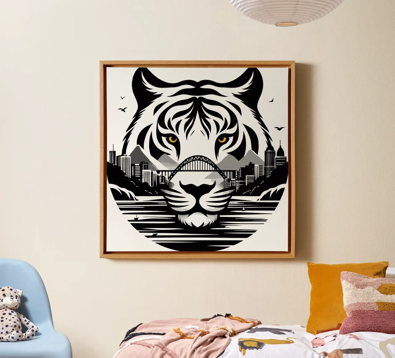 Città della tigre tela con Cornice a cassetta da artdesign1985