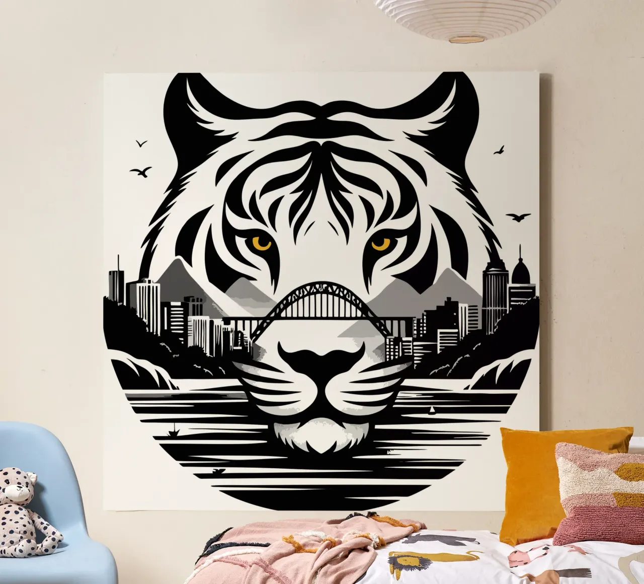 Città della tigre tela con Cornice a cassetta da artdesign1985