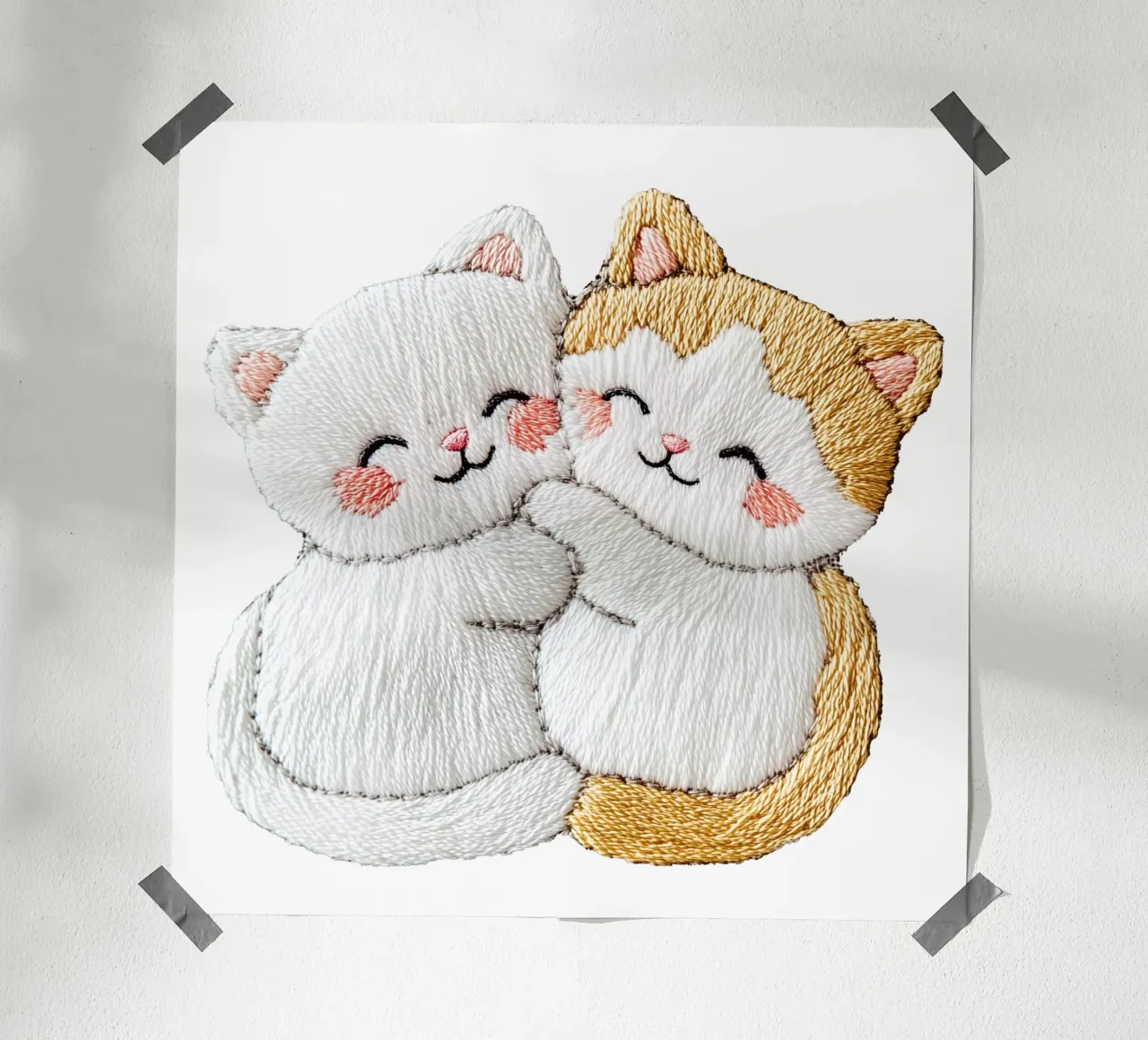 Due adorabili gatti per bambini | Nello stile del ricamo poster da Autofocus