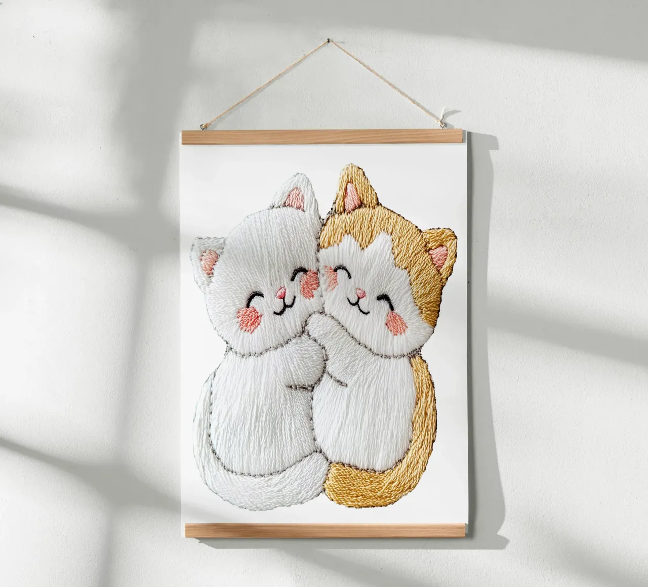 Due adorabili gatti per bambini | Nello stile del ricamo poster da Autofocus
