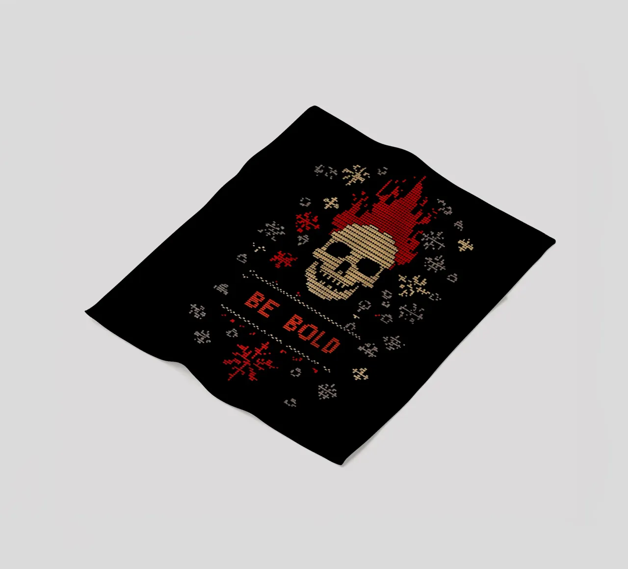 Be Loud | Be Bold | Schema a punto croce con teschio fiammeggiante coperta in pile da Autofocus
