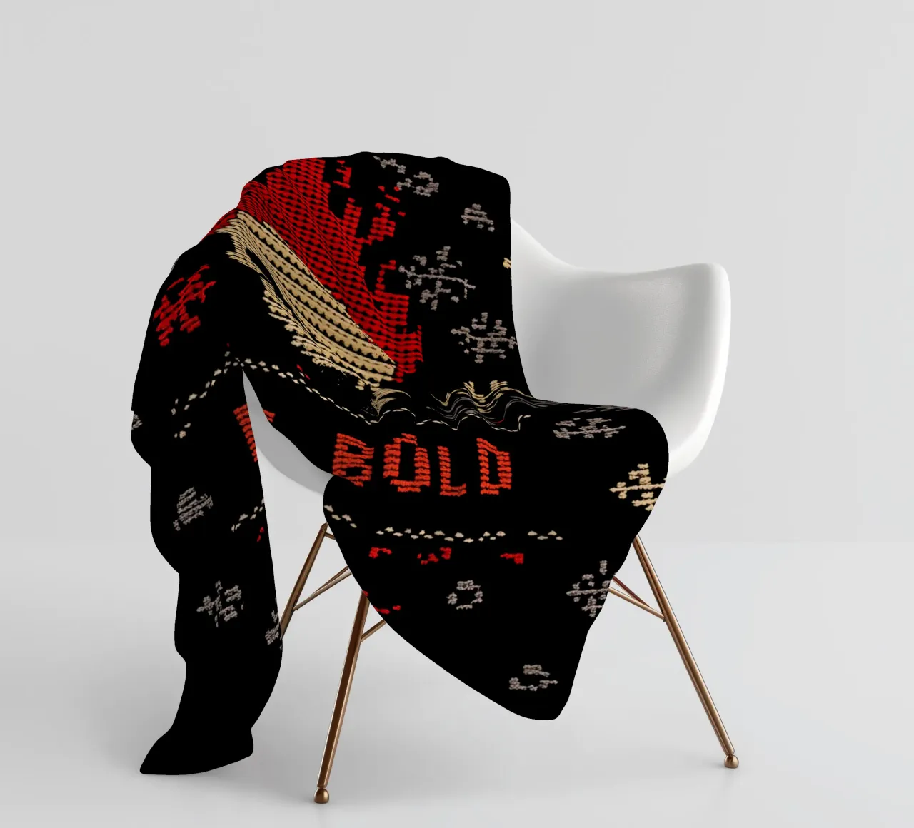 Be Loud | Be Bold | Schema a punto croce con teschio fiammeggiante coperta in pile da Autofocus
