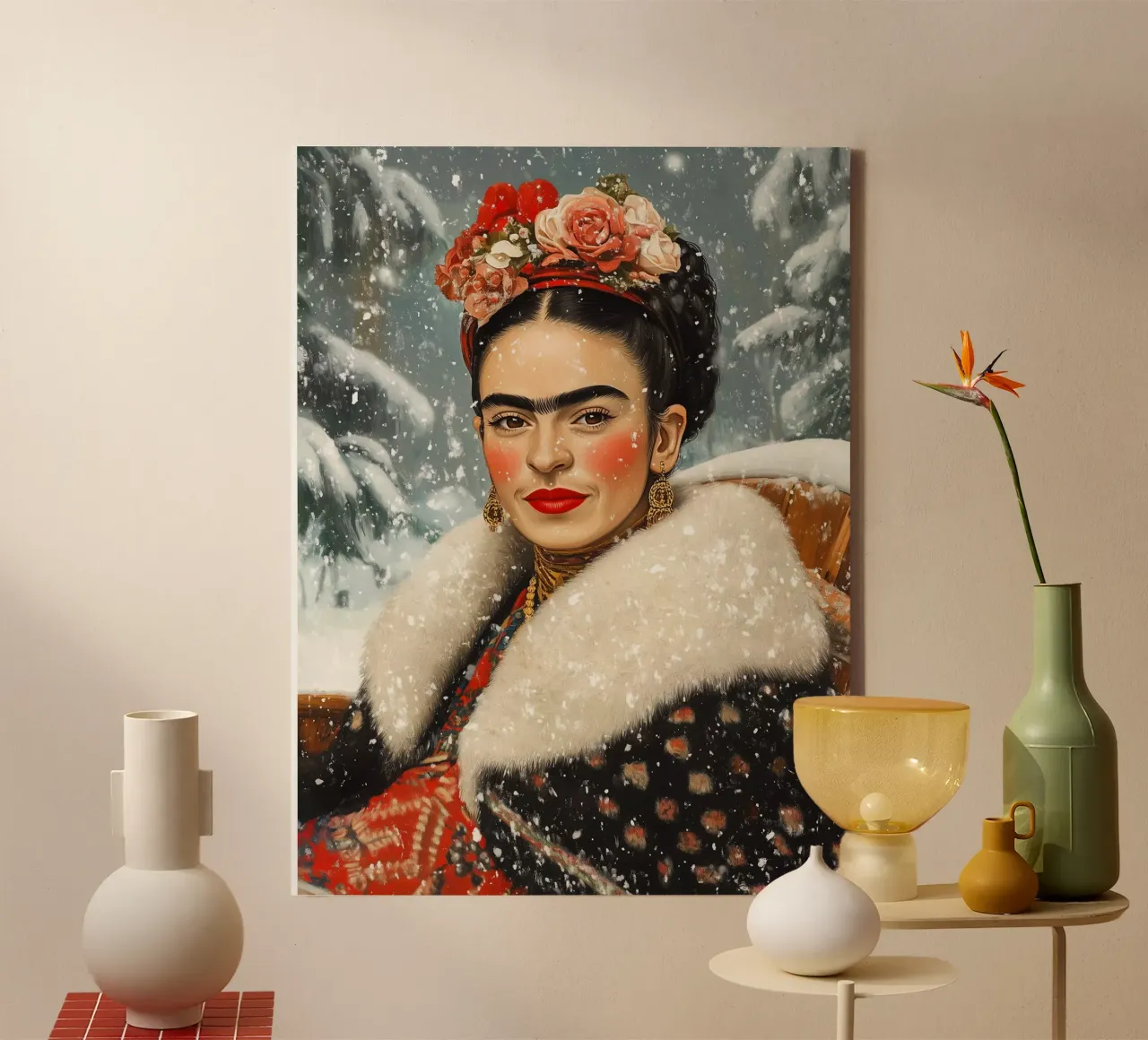 La magia invernale di Frida tela con Cornice a cassetta da Carinaprint