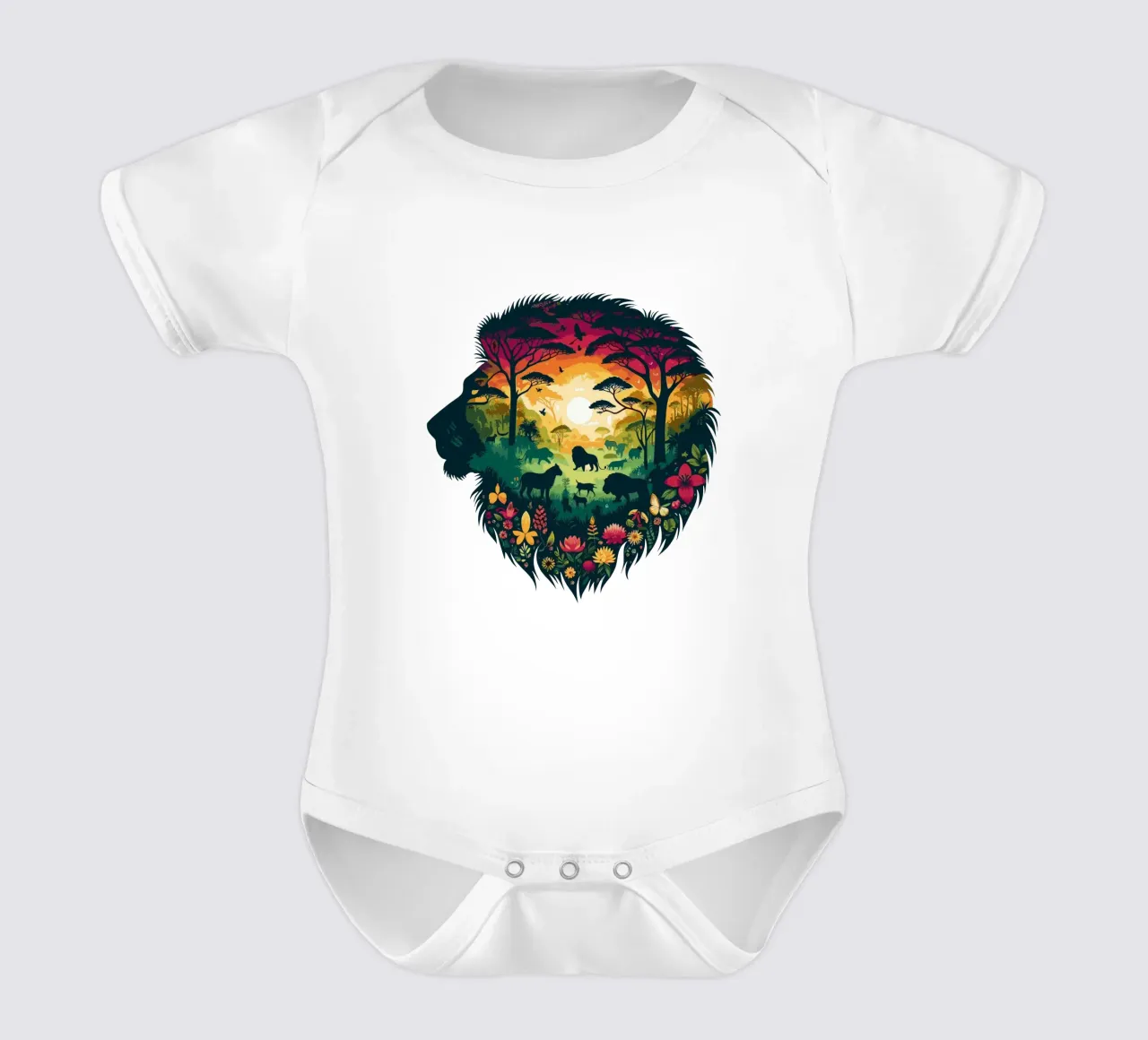 Dschungel-Löwe Kurzarm Babybody von artdesign1985