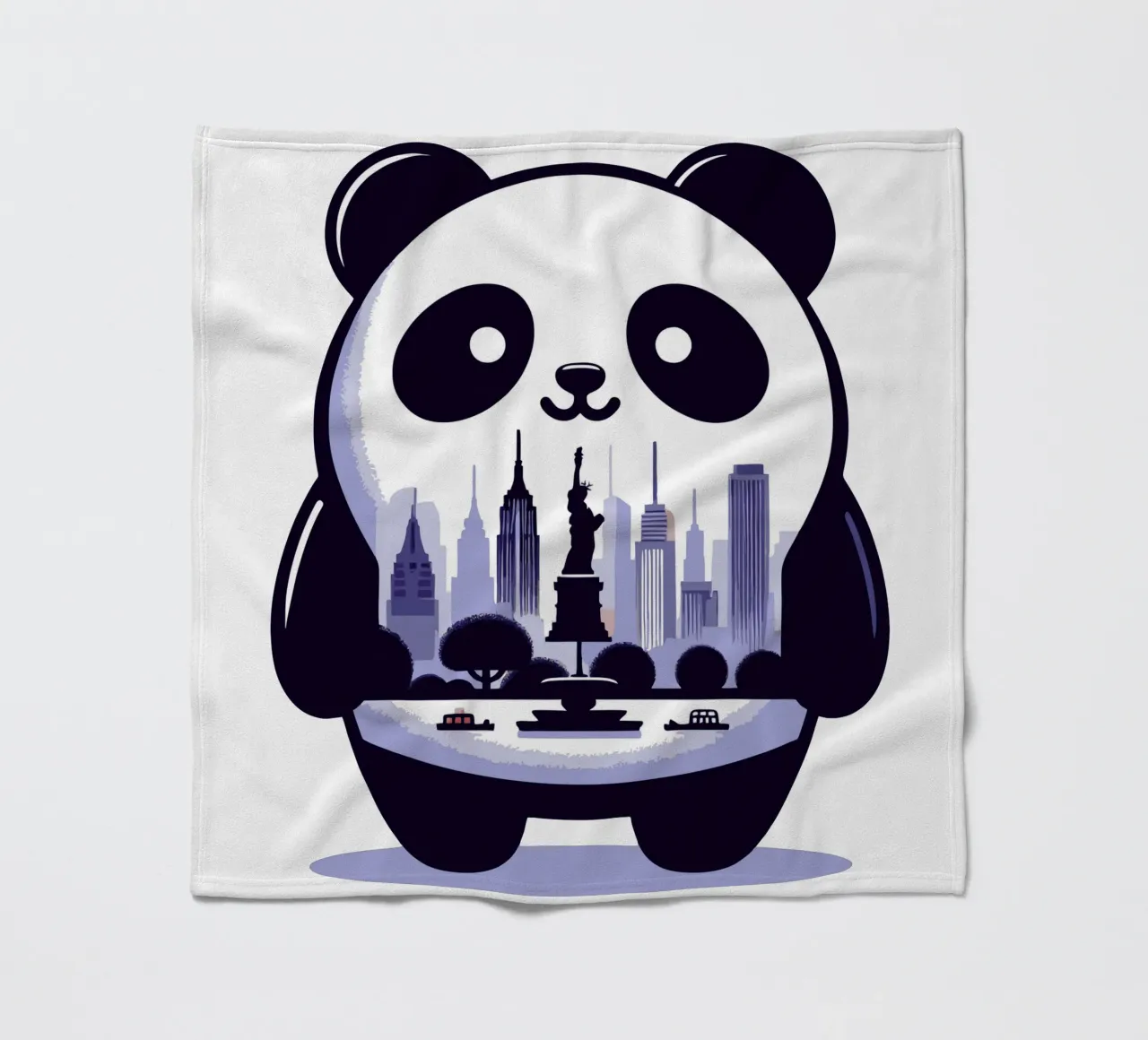 city panda fleece blanket by artdesign1985