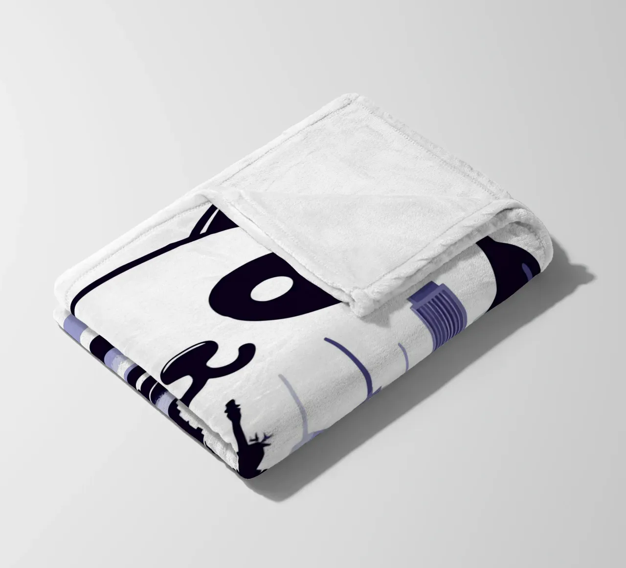 city panda fleece blanket by artdesign1985