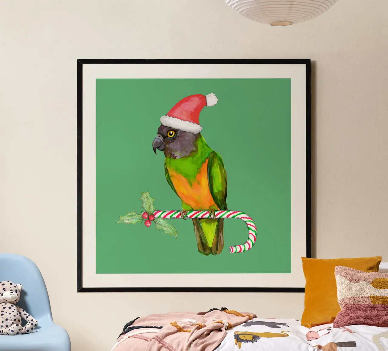 Pappagallo del Senegal in stile natalizio carta hahnemühle da BwiseLizzy