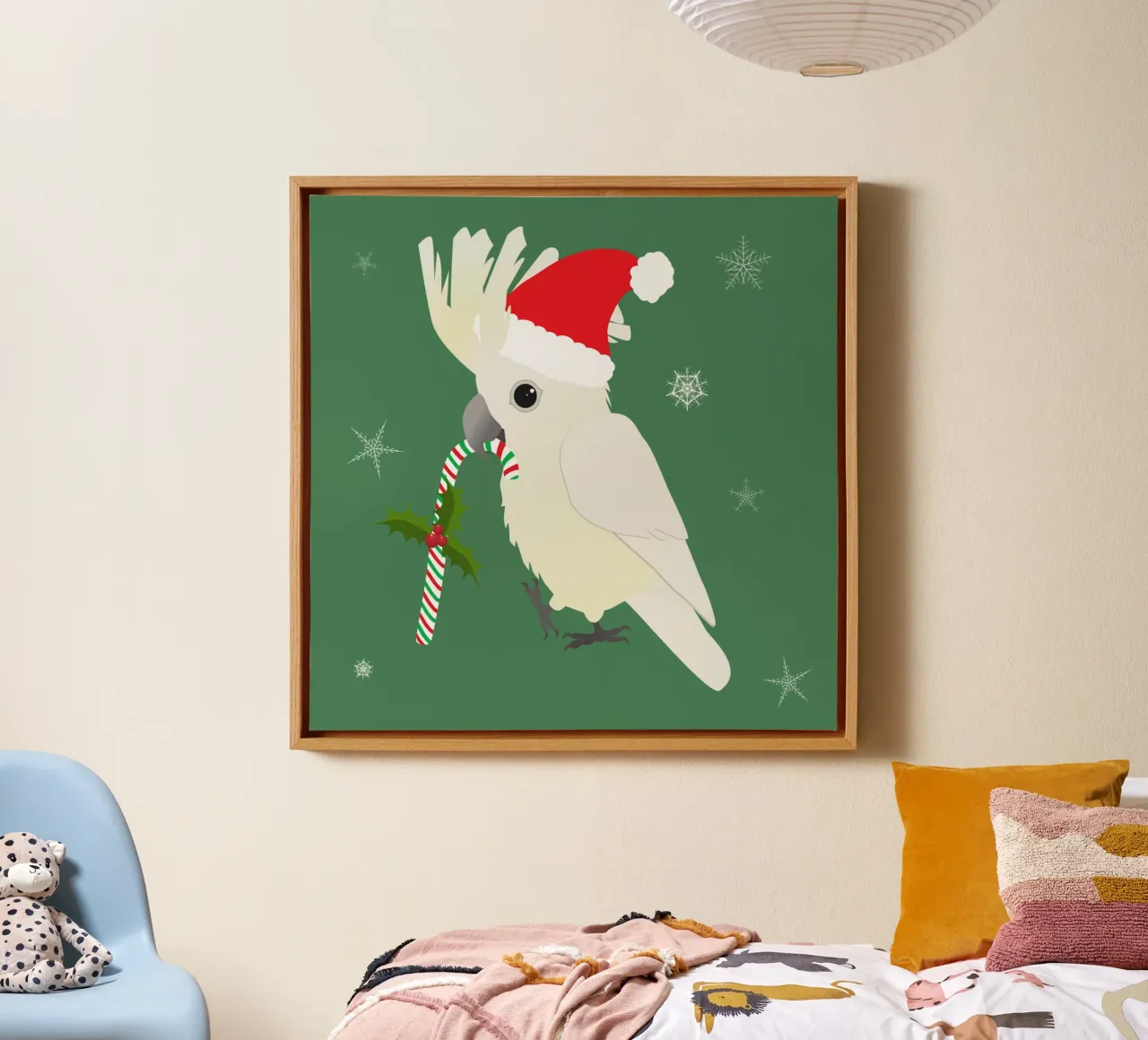 Un simpatico cacatua ombrello di Natale tela con Cornice a cassetta da BwiseLizzy