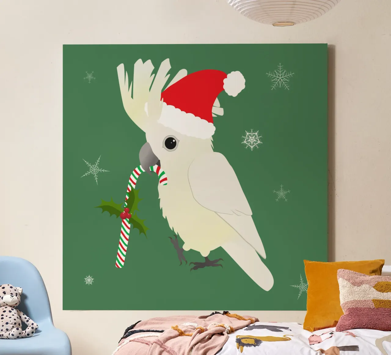 Un simpatico cacatua ombrello di Natale tela con Cornice a cassetta da BwiseLizzy