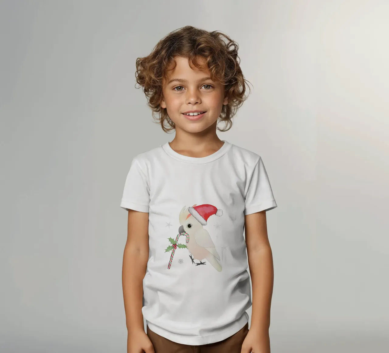 Un simpatico cacatua a cresta di salmone natalizio t-shirt bambini da BwiseLizzy
