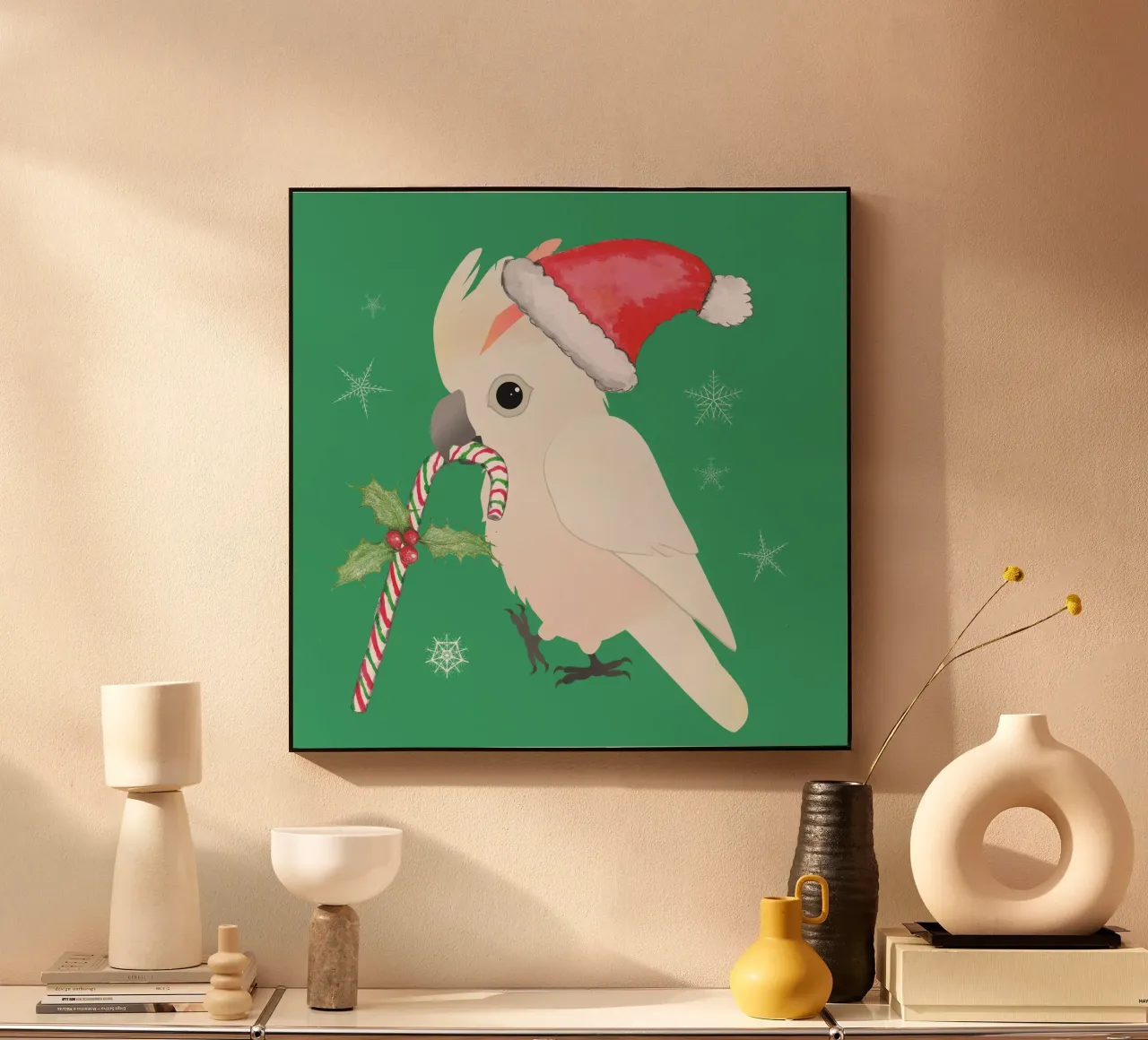 Un simpatico cacatua a cresta di salmone natalizio plexiglass da BwiseLizzy