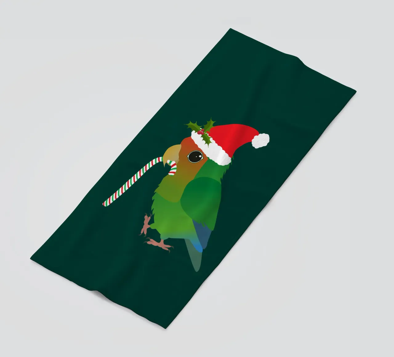 A cute Christmas peach faced lovebird beach towel by BwiseLizzy