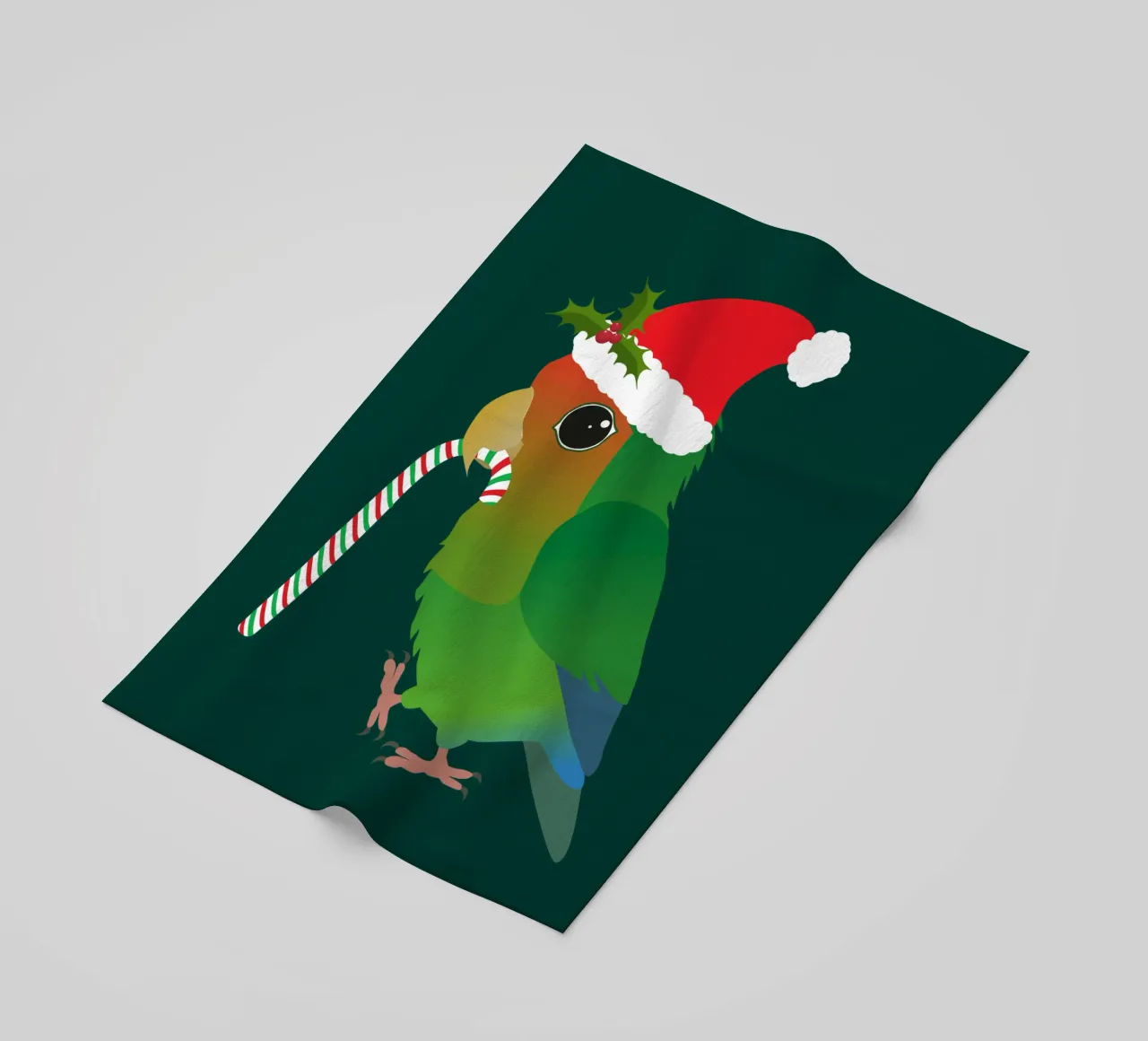 A cute Christmas peach faced lovebird beach towel by BwiseLizzy