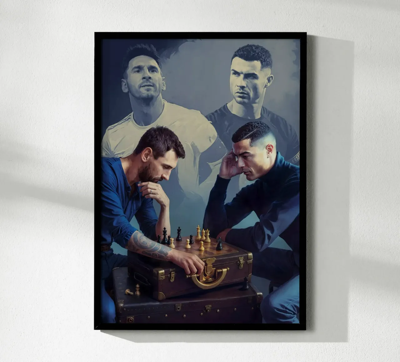 Messi and Ronaldo - The Greates of all Time poster con telaio in alluminio da Lootprint