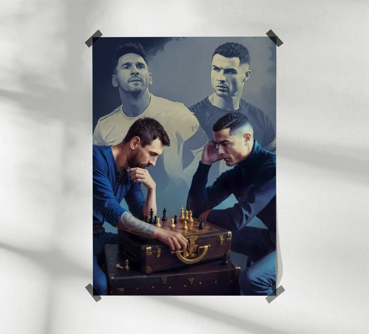 Messi and Ronaldo - The Greates of all Time poster con telaio in alluminio da Lootprint