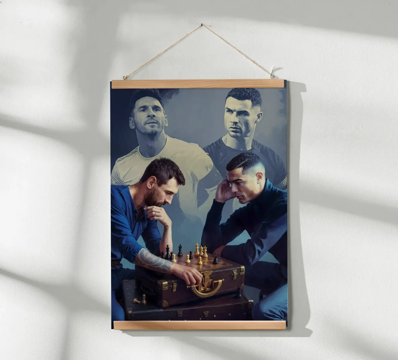 Messi and Ronaldo - The Greates of all Time poster con telaio in alluminio da Lootprint