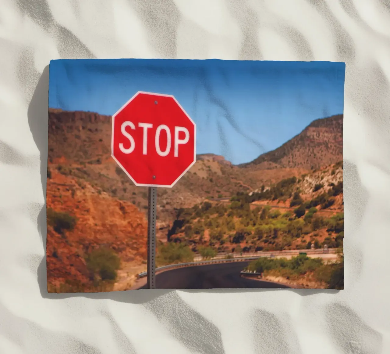 Stop beach towel by Dave Hare Photography