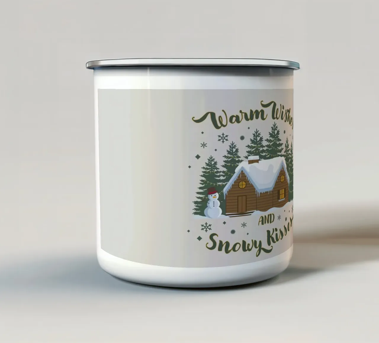 Auguri e baci di neve tazza in smalto da cafelab