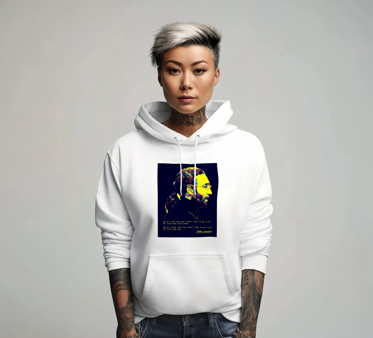 Arte de Lennon sudadera con capucha de neonartroom