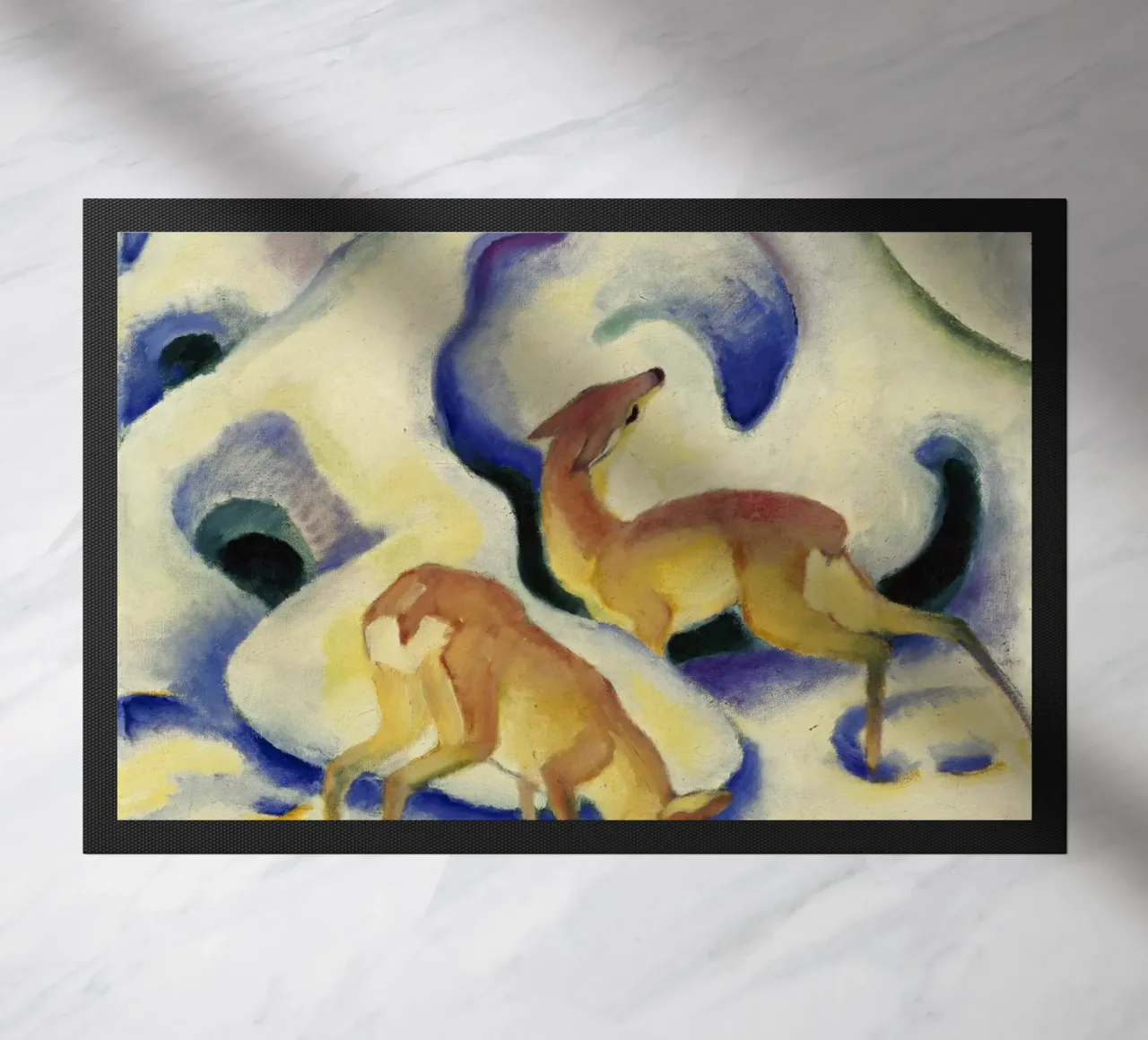 Franz Marc - Ciervo en la nieve felpudo de ARTOTHEK
