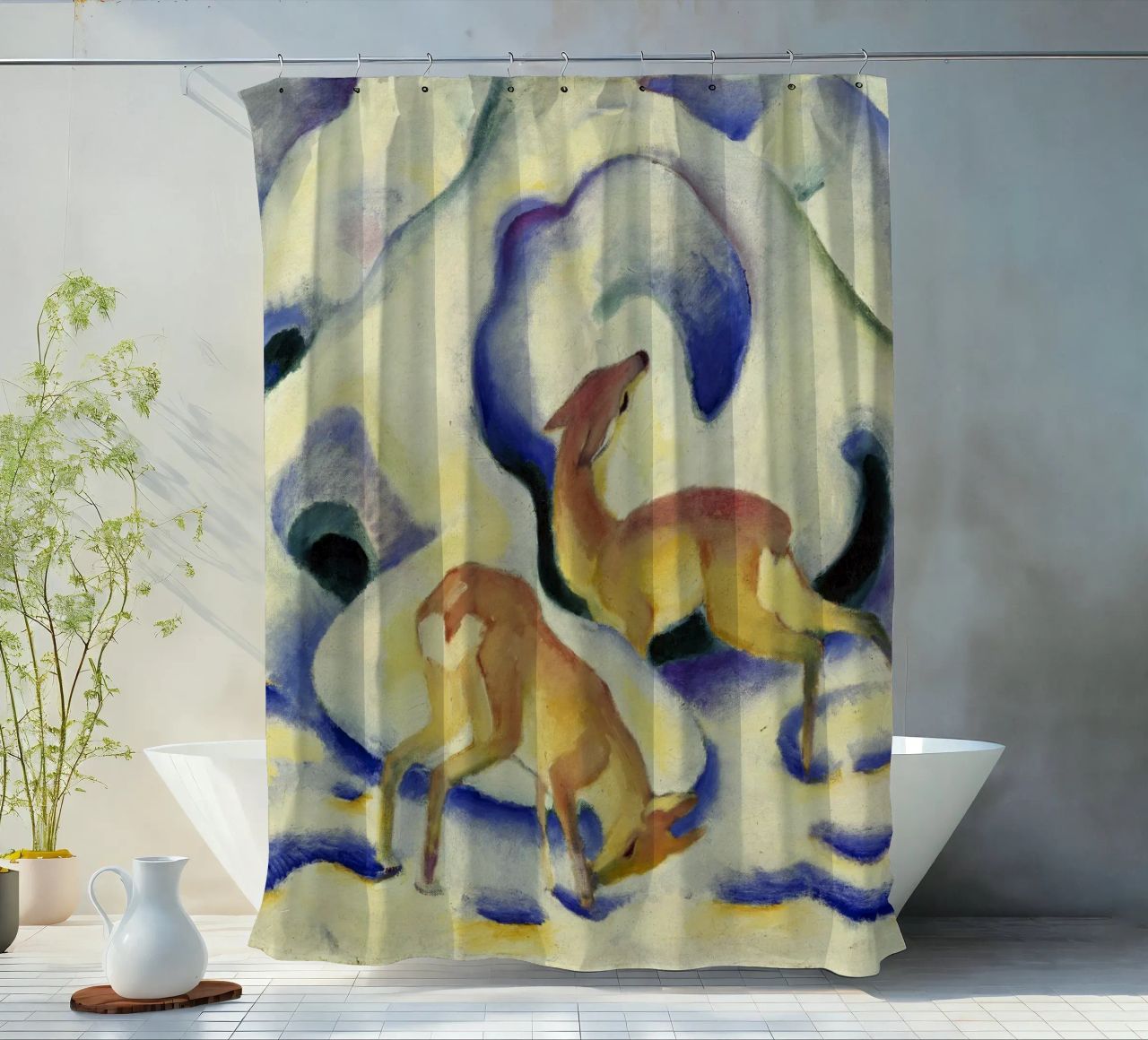 Franz Marc - Hirsche im Schnee Duschvorhang von ARTOTHEK