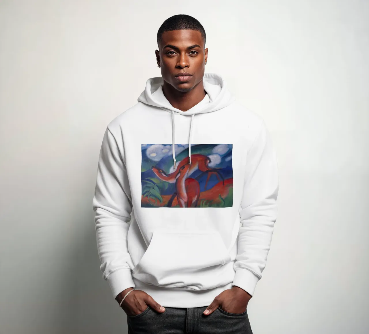 Franz Marc - Il Cervo Rosso II. felpa con cappuccio da ARTOTHEK