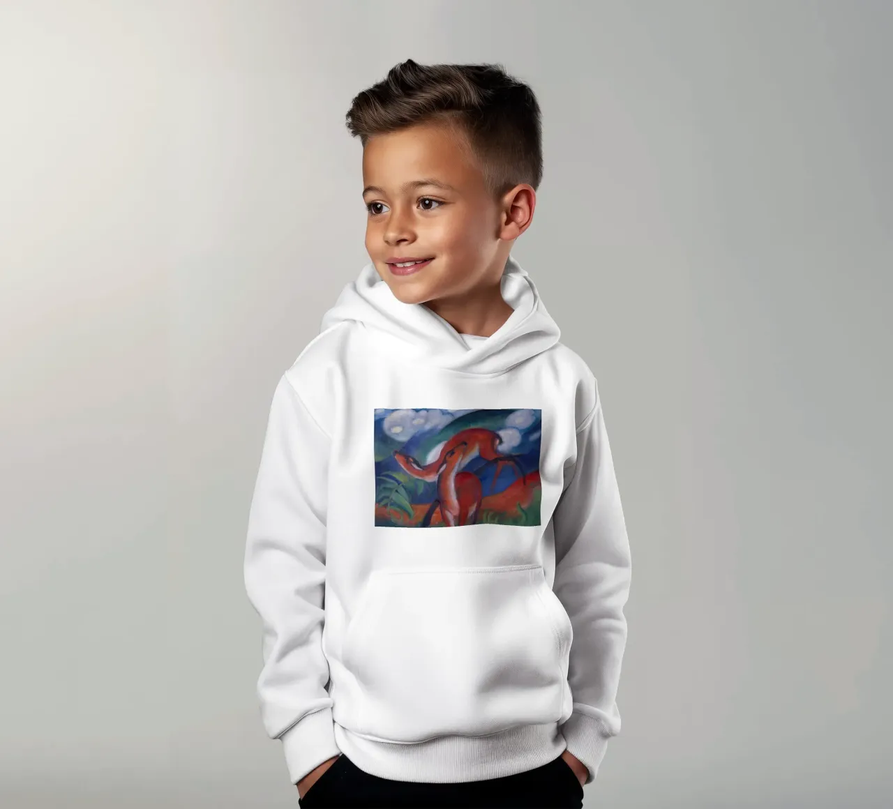 Franz Marc - Il Cervo Rosso II. felpa bambino con cappuccio da ARTOTHEK