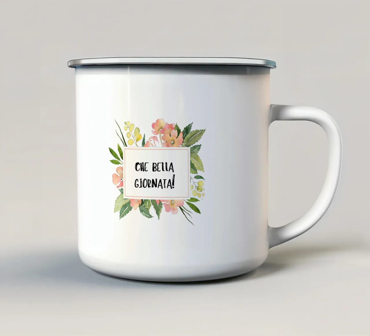 Che bella giornata! tazza in smalto da mondomalino