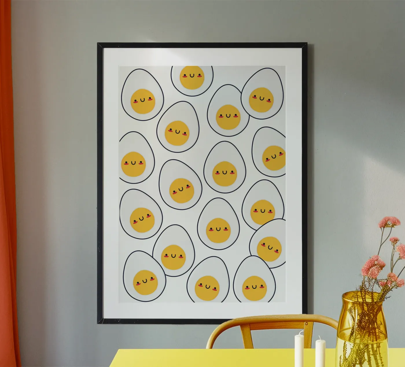 Kawaii eggs pattern poster by Happypatterns