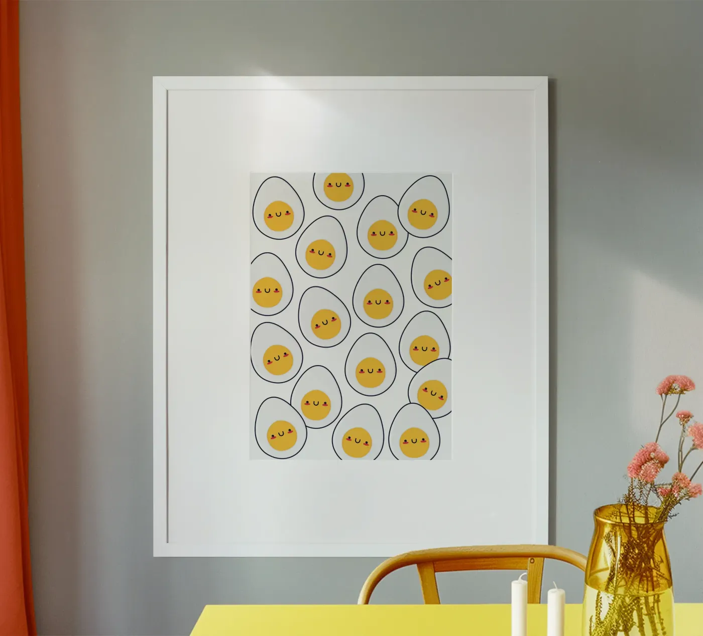 Kawaii eggs pattern poster by Happypatterns