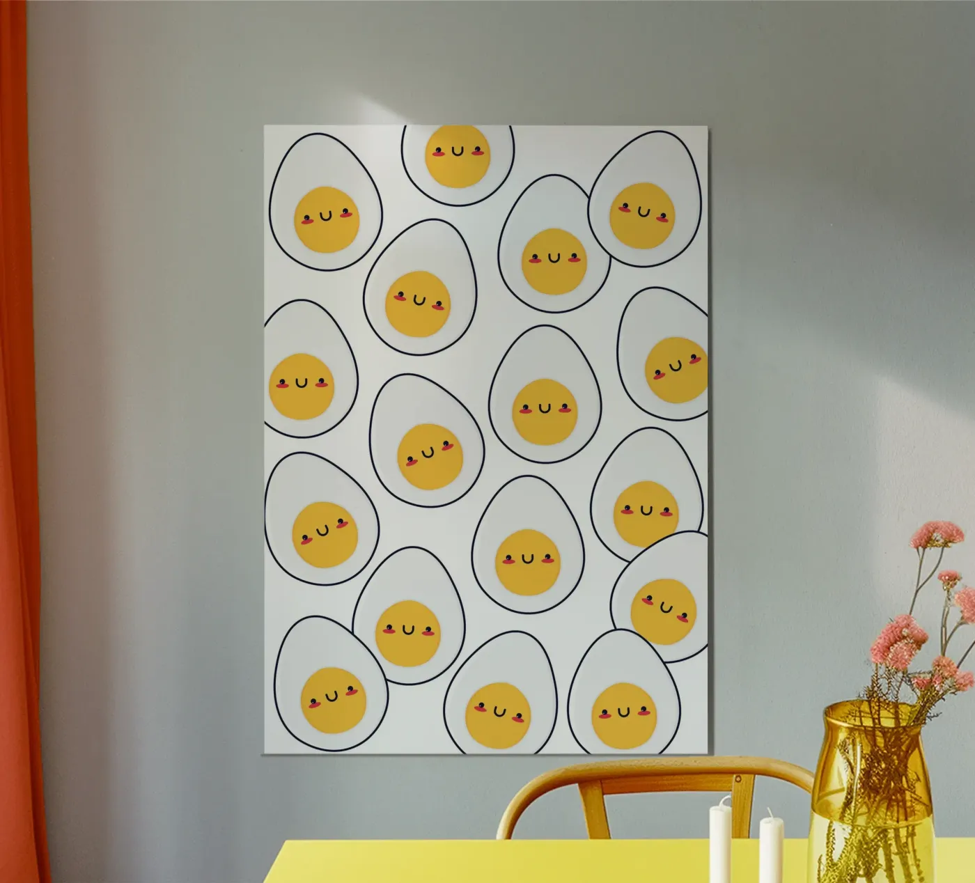 Kawaii eggs pattern poster by Happypatterns