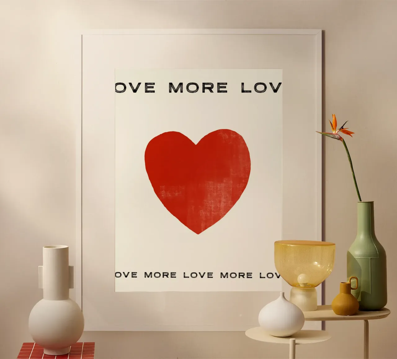 MORE LOVE poster con telaio in plastica da STUDIO LEEMO