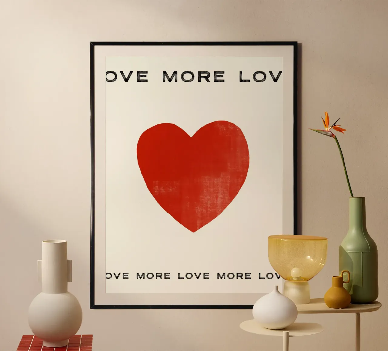 MORE LOVE poster con telaio in plastica da STUDIO LEEMO