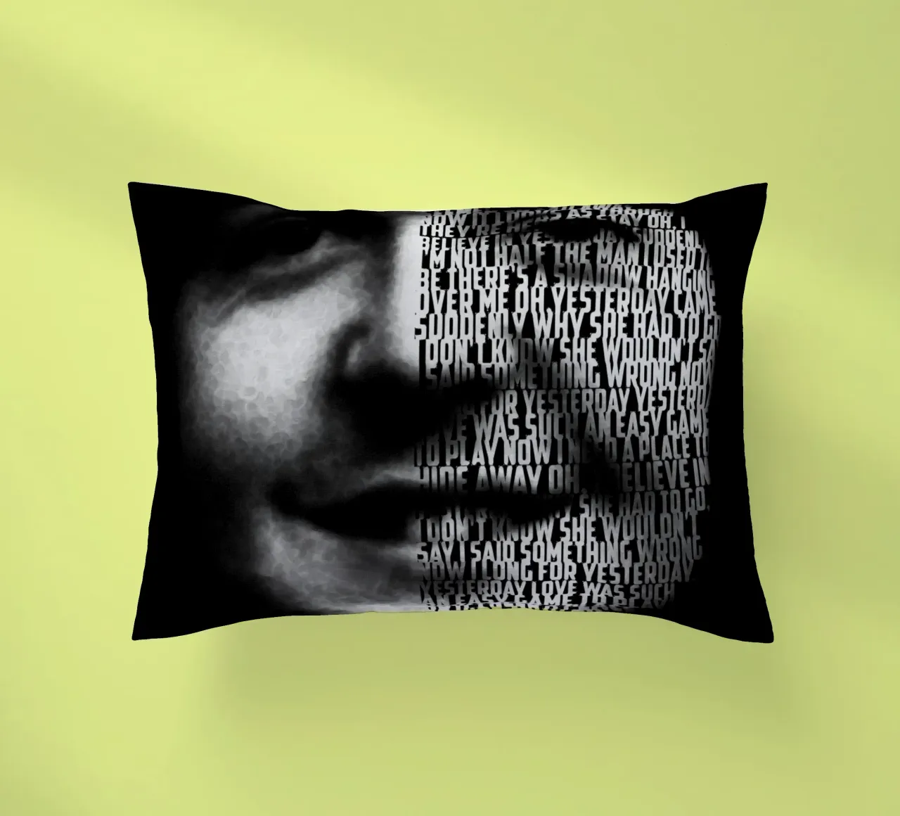 Yesterday Text art decorative cushion by Gunawan Rb