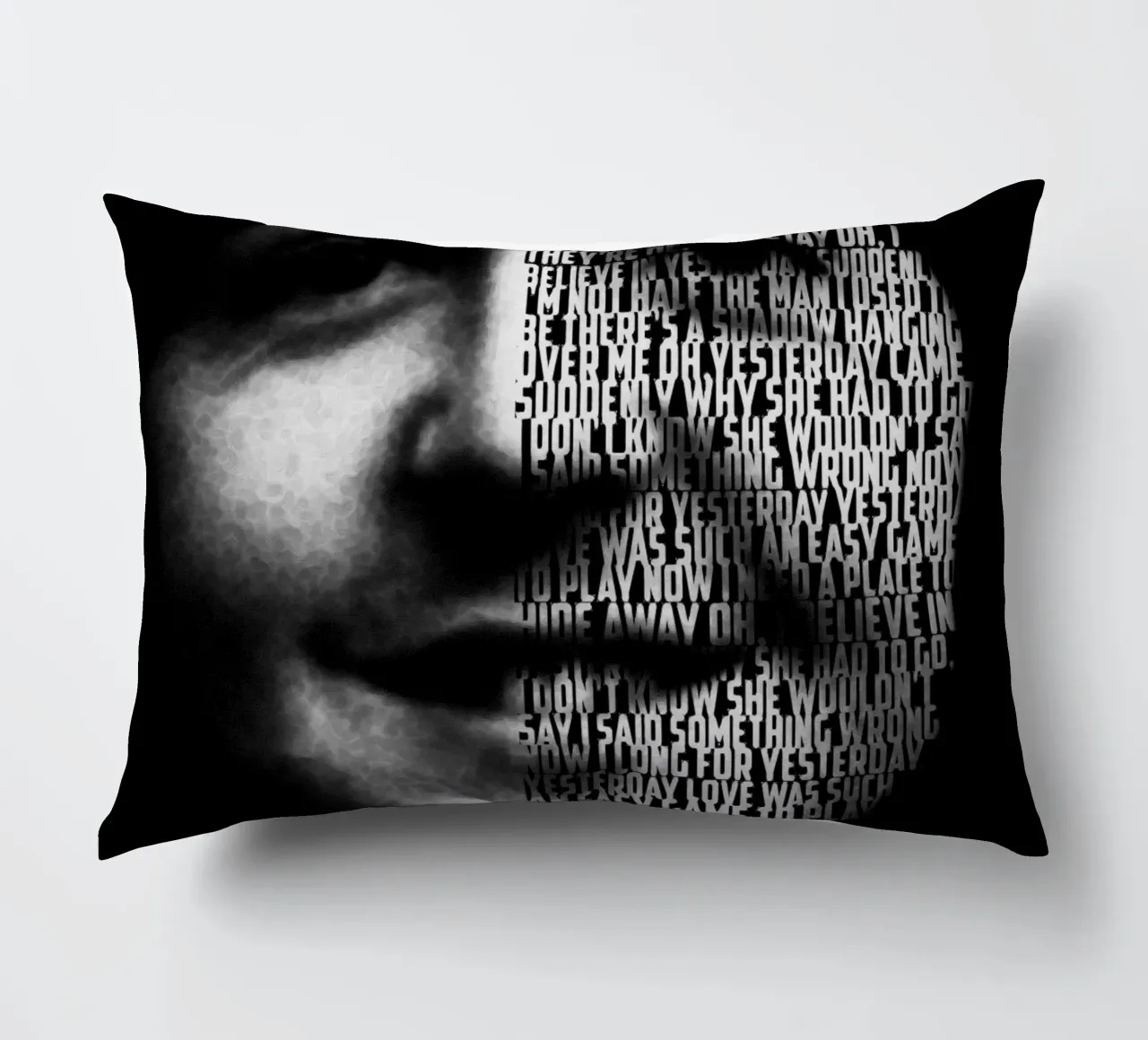 Yesterday Text art decorative cushion by Gunawan Rb