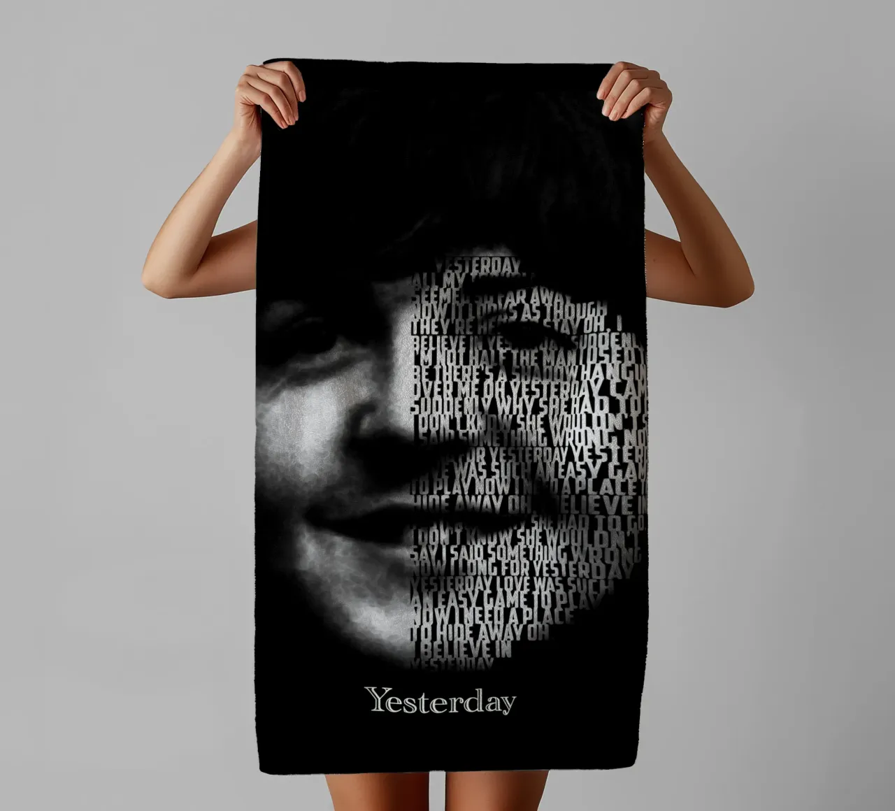 Gisteren Tekstkunst badhanddoek van Gunawan Rb