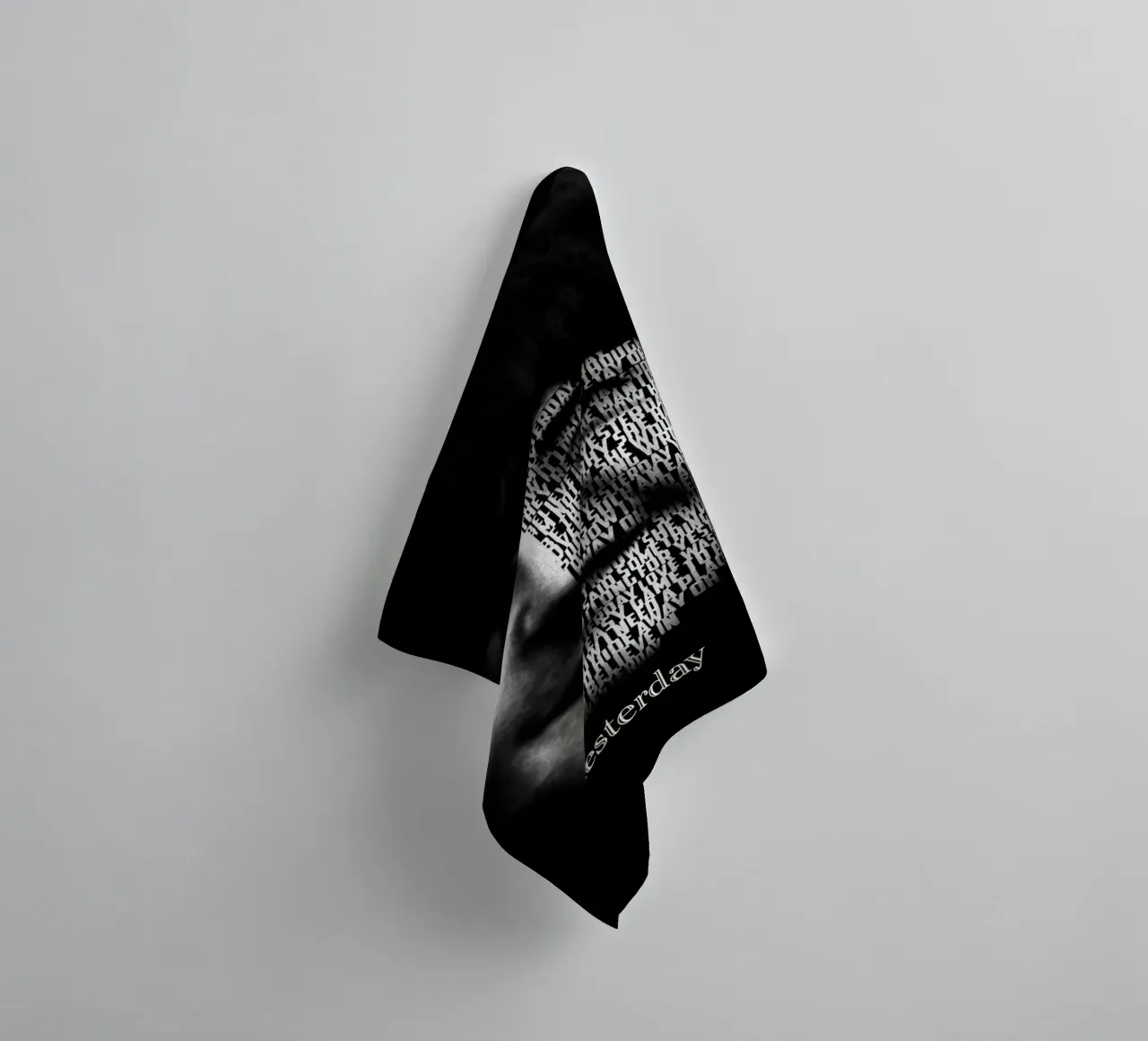 Gisteren Tekstkunst badhanddoek van Gunawan Rb