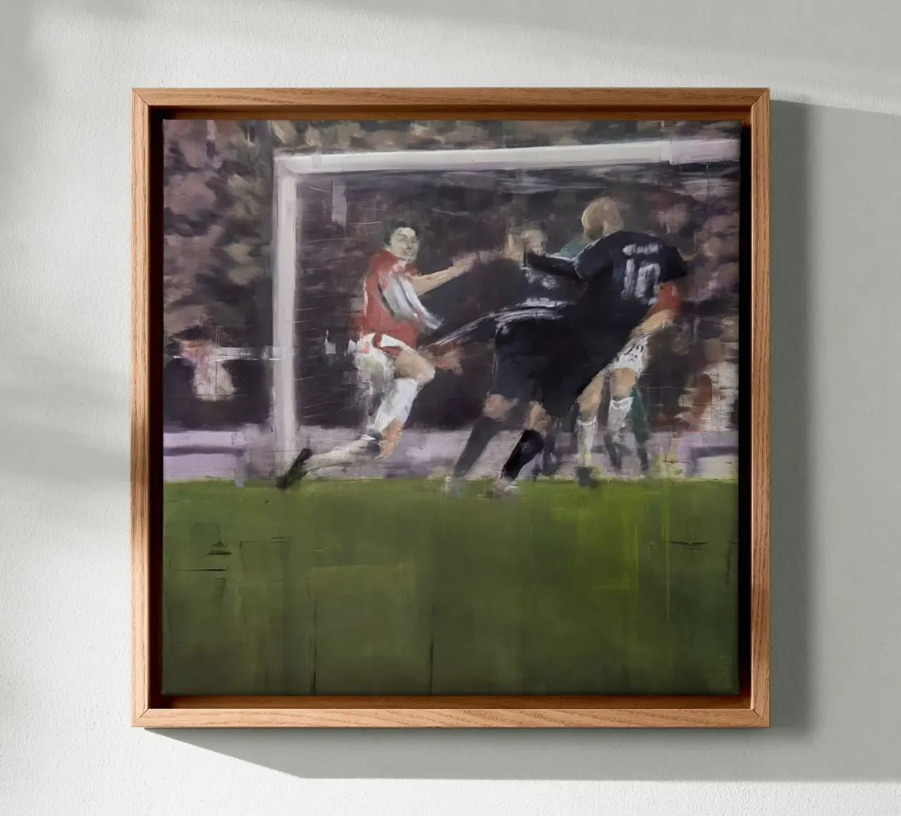 "AR_2010_04_07" Pintura Arien Robben Gol contra ManU lienzo con Marco flotante de Eduard Warkentin Art