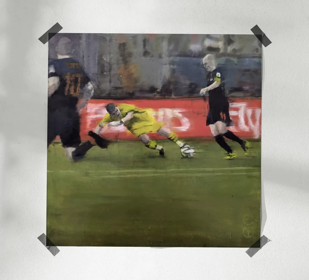"AR_2014_06_14" Schilderij Arien Robben Doelpunt Wereldbeker 2014 poster met houten frame van Eduard Warkentin Art