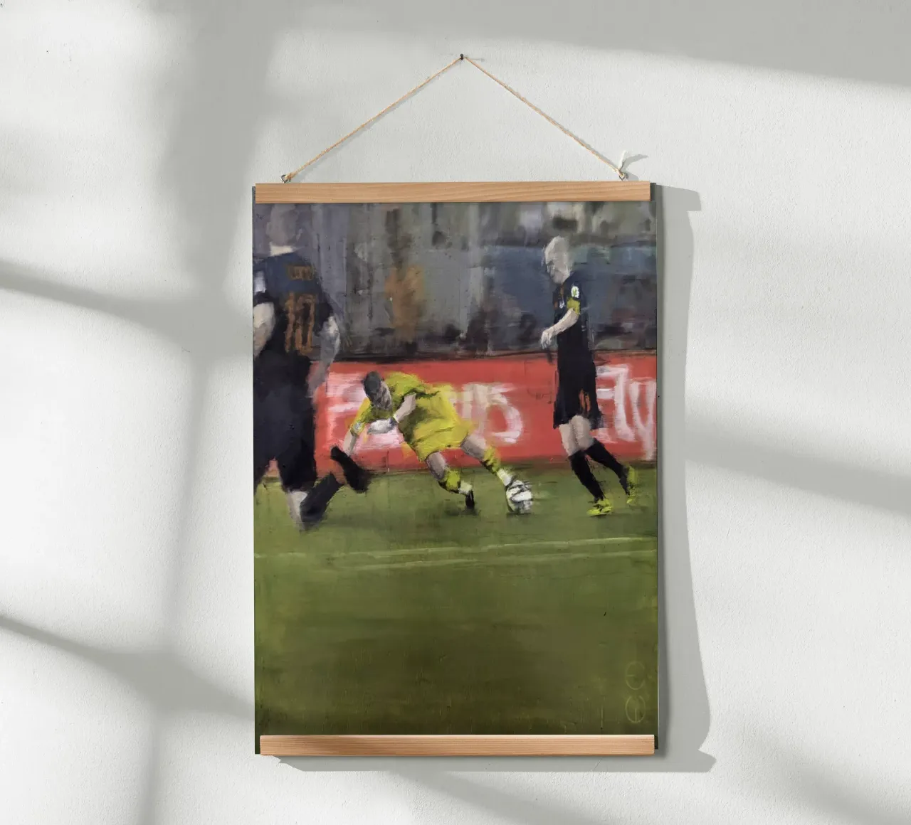 "AR_2014_06_14" Schilderij Arien Robben Doelpunt Wereldbeker 2014 poster met houten frame van Eduard Warkentin Art