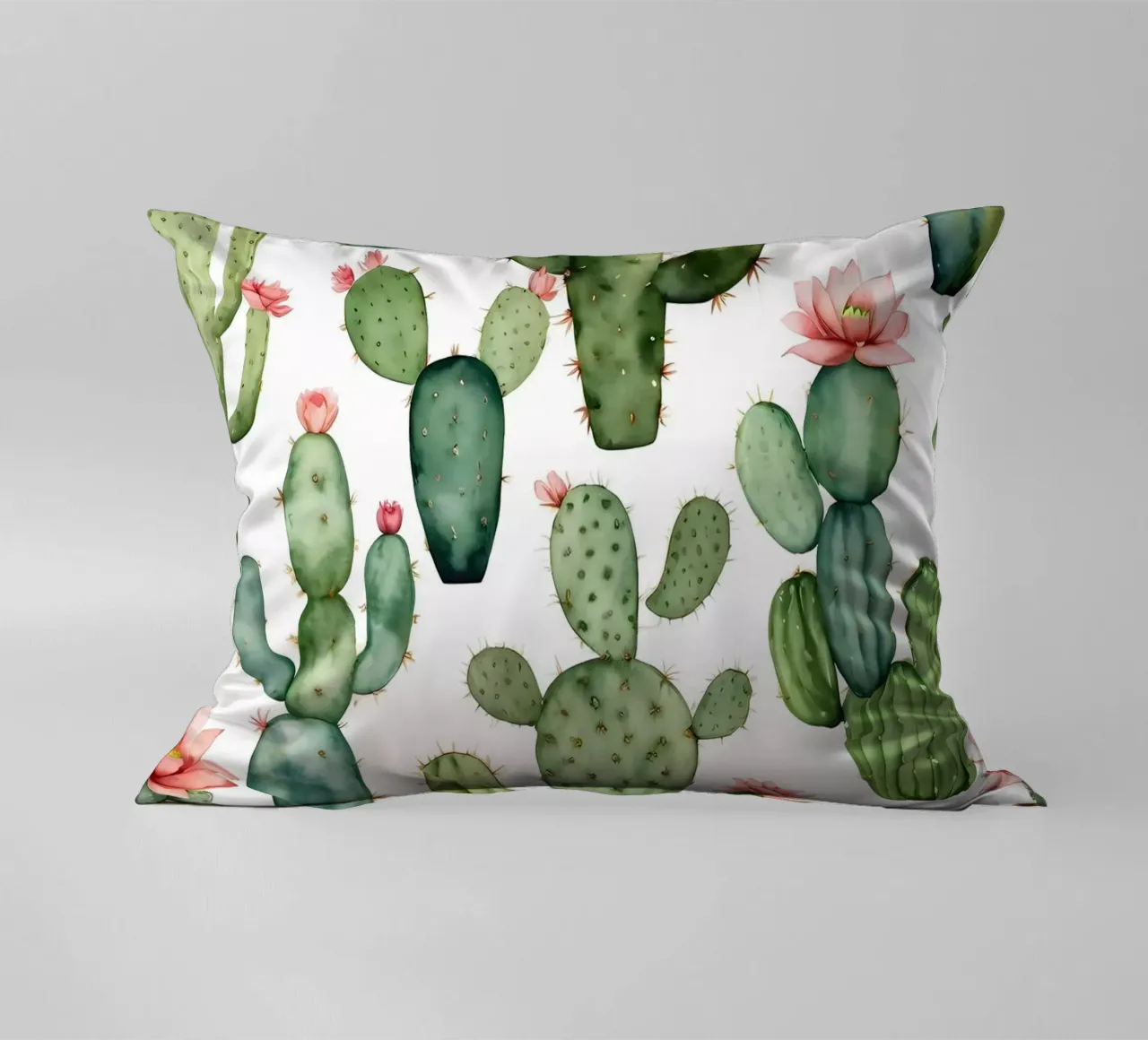 Delizia del deserto: Una collezione di cactus acquerellati cuscino da Artistic-shop