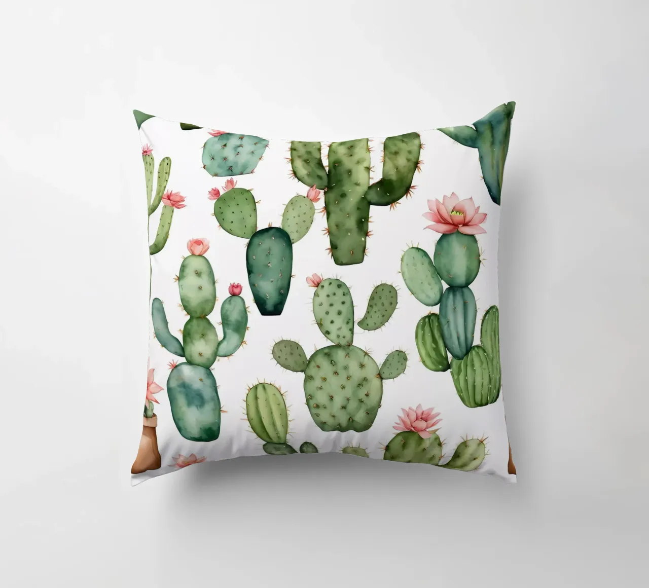 Delizia del deserto: Una collezione di cactus acquerellati cuscino da Artistic-shop