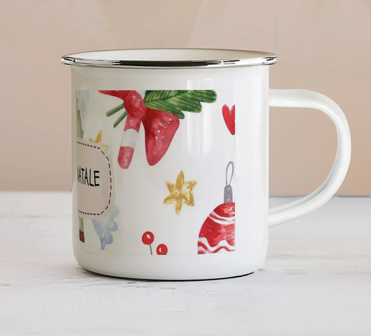 BUON NATALE! Frohe Weihnachten tazza in smalto da mondomalino